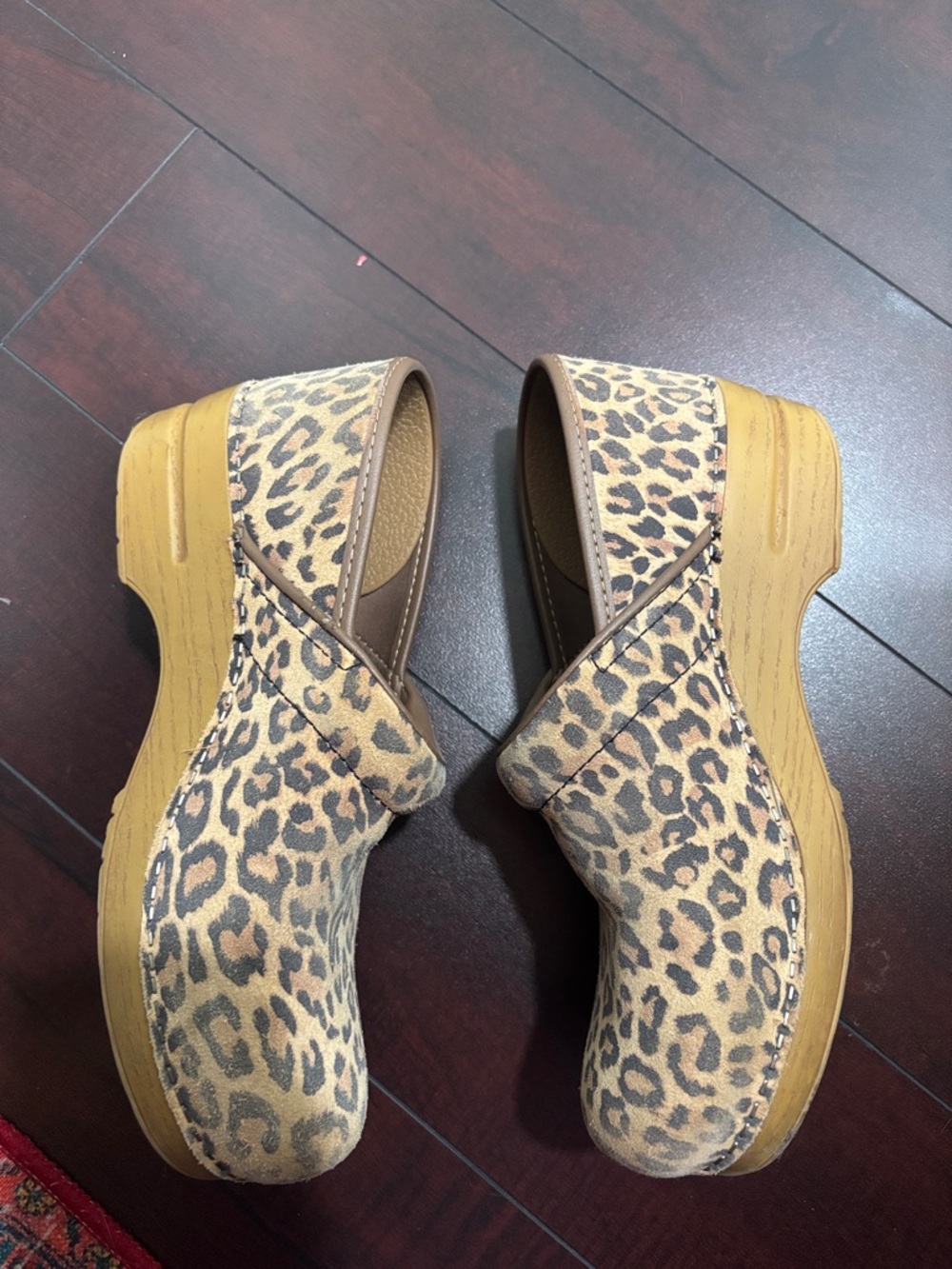 Dansko Leopard Clog Mules in Tan and Brown - Picture 4 of 6